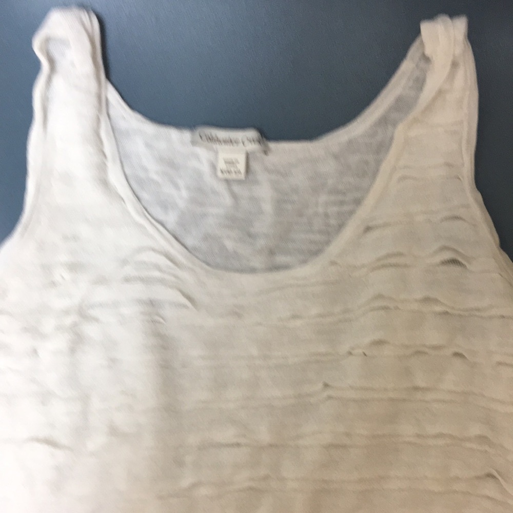 White knit tank with layers of ruffles -Cokdwater Creek